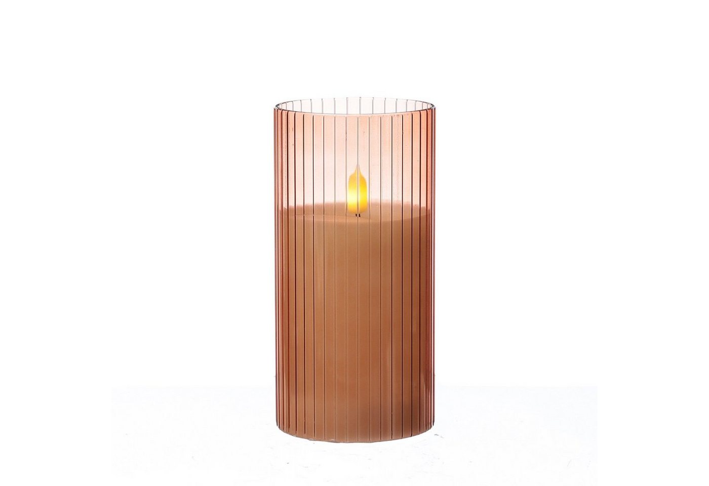 MARELIDA LED-Kerze LED Kerze im Glas Windlicht Echtwachs Timer H: 15cm D: 7,5cm rosa, LED Classic, warmweiß (2100K bis 3000K) Bild 3