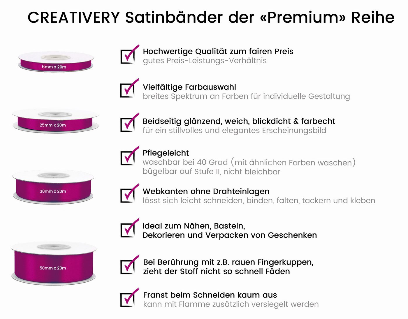 Creativery Satinband, Doppelseitiges Satinband 6mm x 20m Rolle Grün