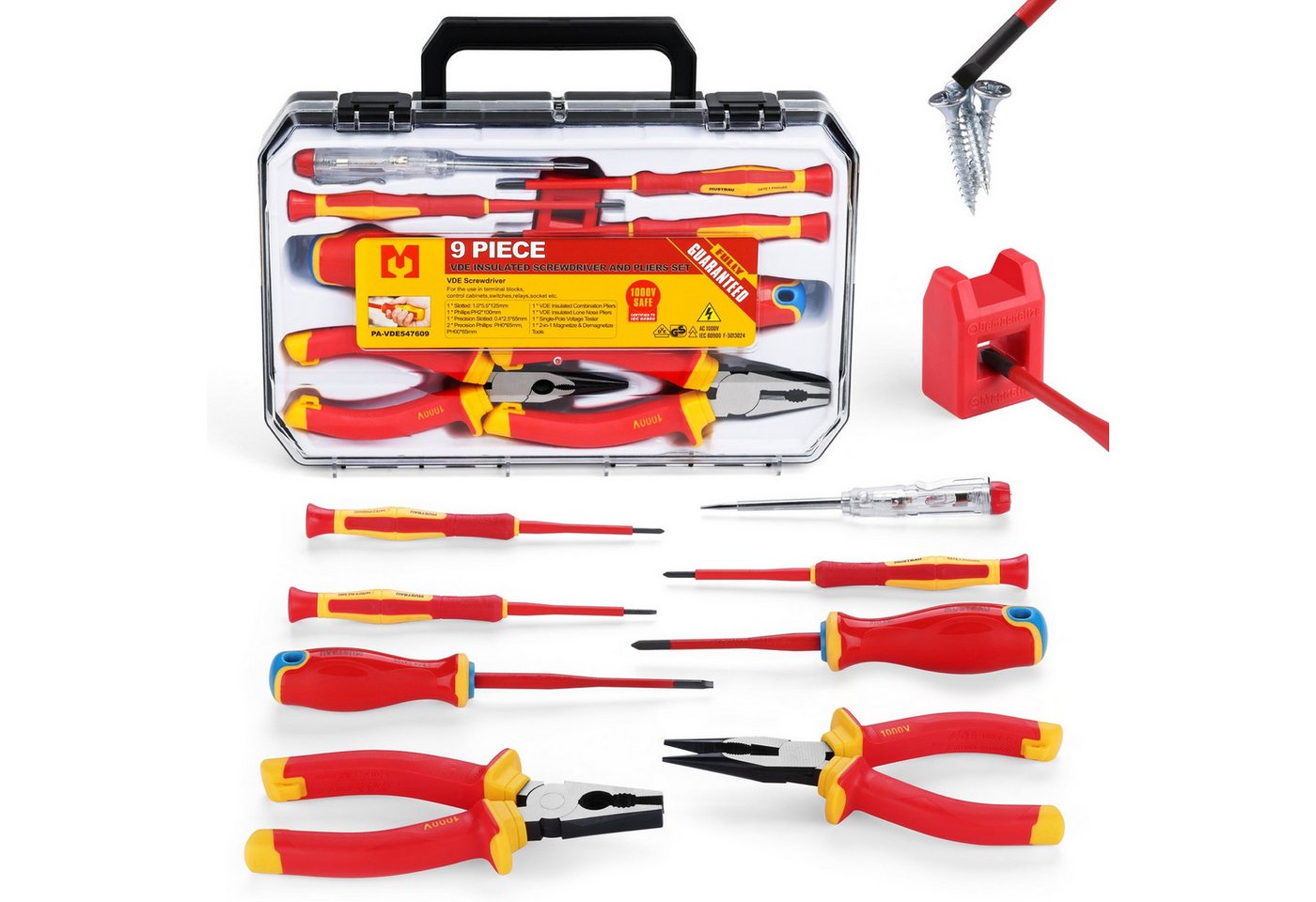 Mustbau Schraubendreher 9 Pcs VDE Schraubendreher-Satz Schlitz, 9 Stücke isolierte Schraubendreher Bild 2