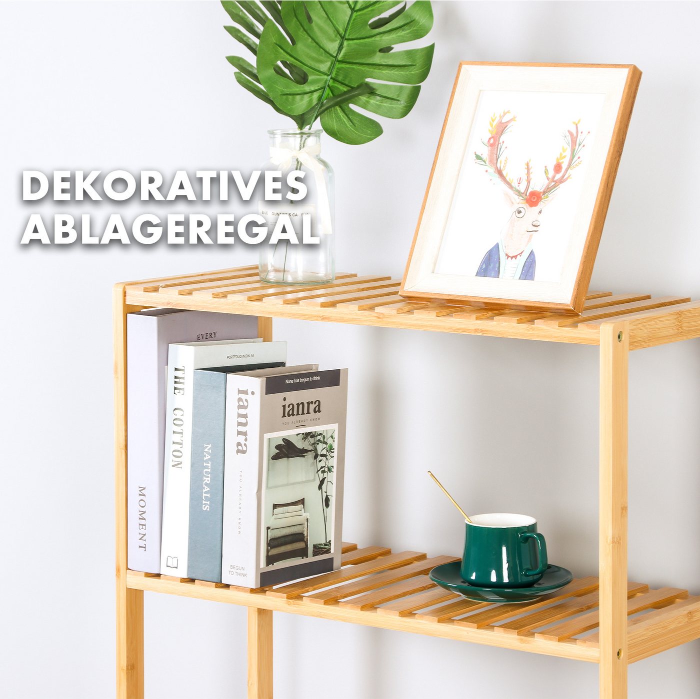 Kubus Standregal aus Bambus Aspen, 5 geräumige Ablageflächen, Aufbewahrung von Handtüchern, Kleidung, Büchern oder Dekoartikeln Bild 2