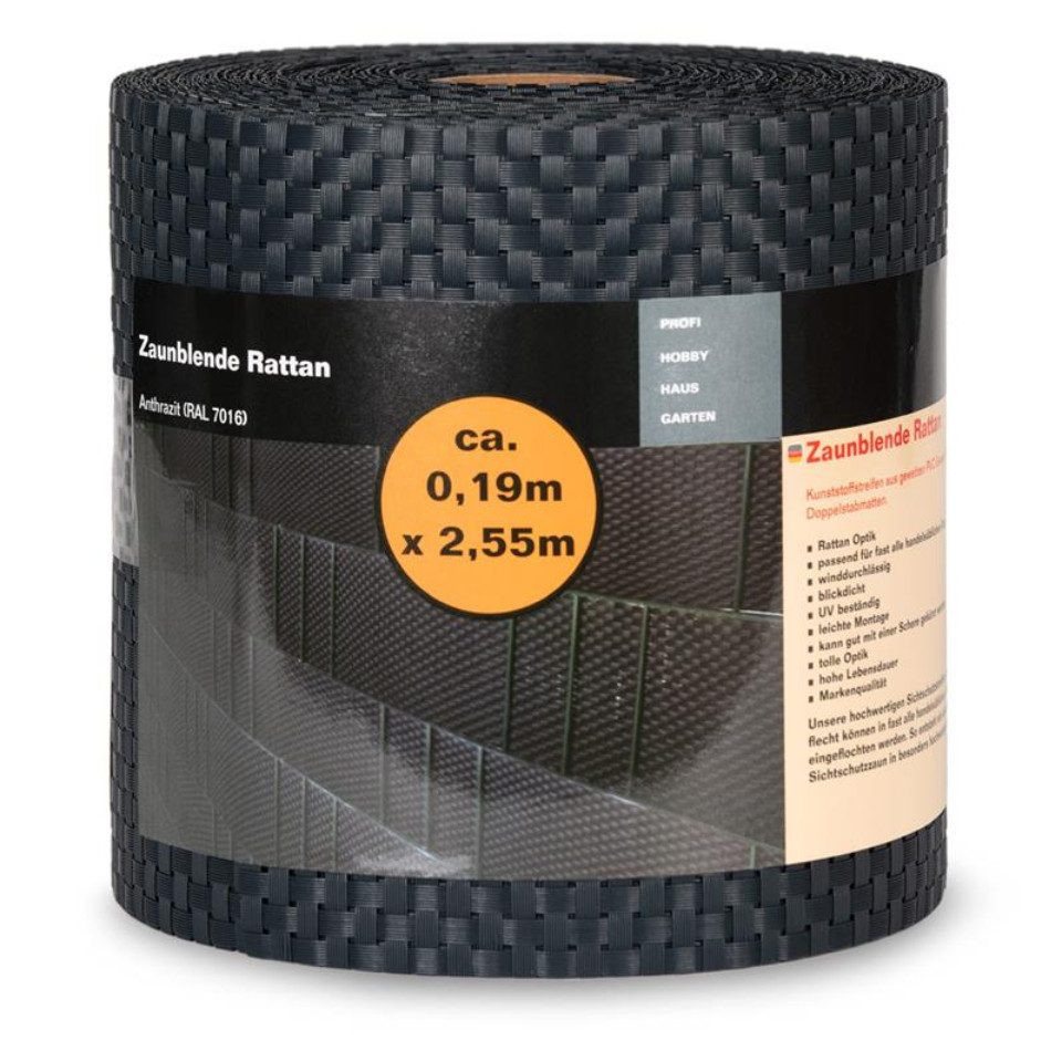 NOOR Sichtschutzstreifen RATTAN - Sichtschutz mit Stil für Doppelstabmattenzaun - 0,19x2,55 m, (10-St), moderne Optik - witterungsbeständig - UV-beständig