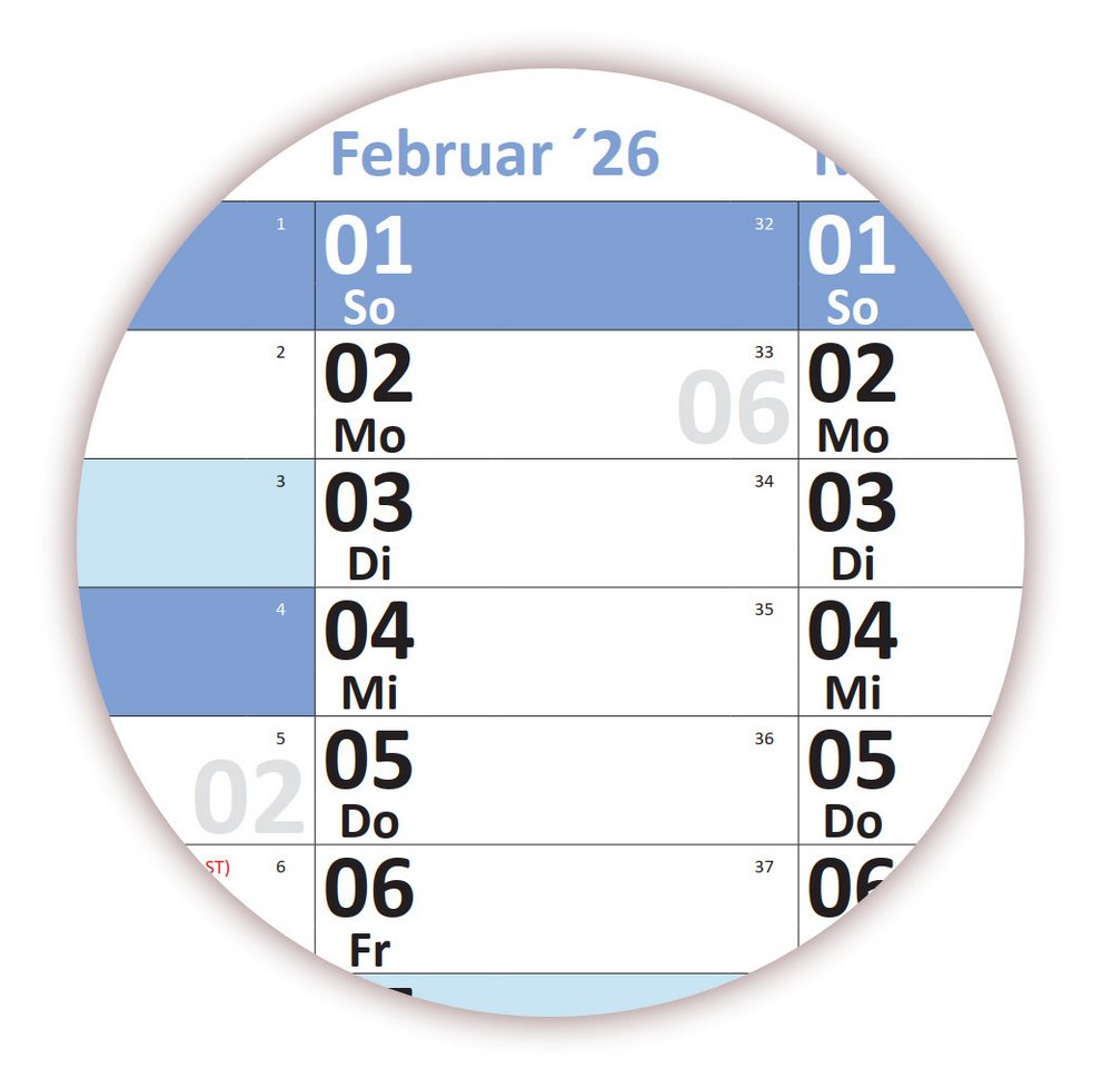 LYSCO Wandkalender XL Wandplaner DIN A1 2026 / 2026 + 2027 blau, nass abwischbar, 12 Monate Jahresplaner Wandplaner gerollt, Kalender Format 59,4 x 84,1cm Bild 4