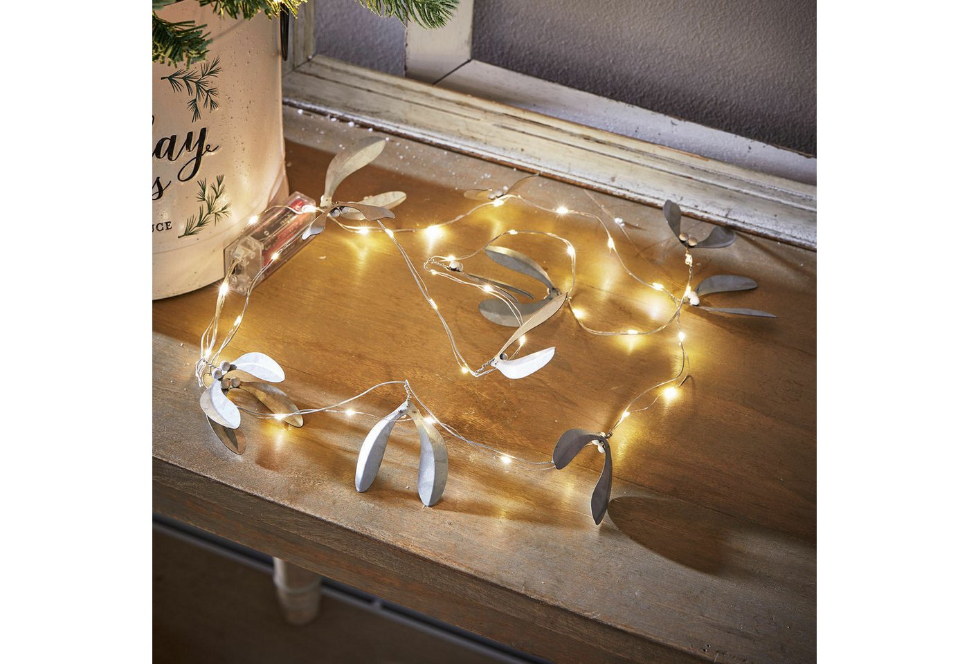 Mirabeau LED-Lichterkette Lichterkette Carivela antikgrau/silber