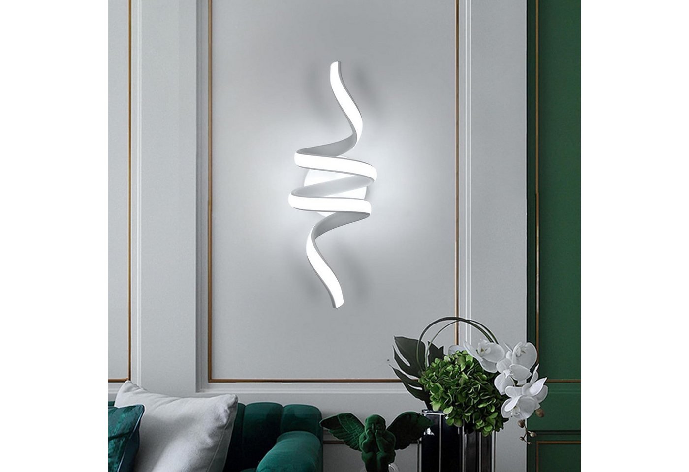 Riserva LED Außen-Wandleuchte Moderne 24W LED Wandleuchte gebogene Form Kaltweiß Flur Treppenhaus, LED wechselbar Bild 4