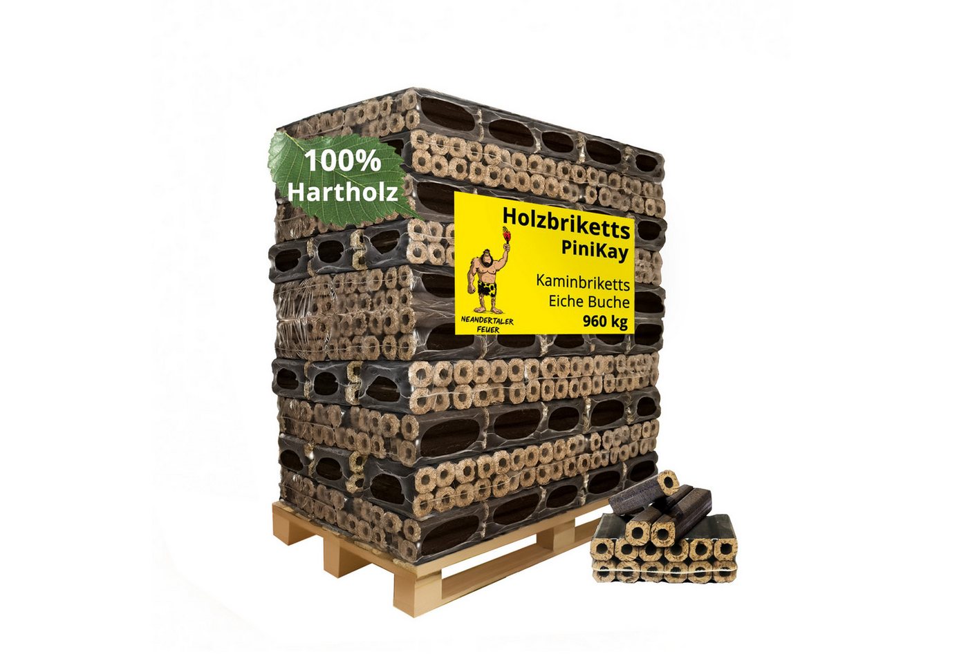 Neandertaler Feuer Holzbriketts Hartholzbriketts PiniKay 960 kg Kaminbriketts Holzbriketts Palette, 960 kg, 100% Naturholz Eiche, Buche Bild 3