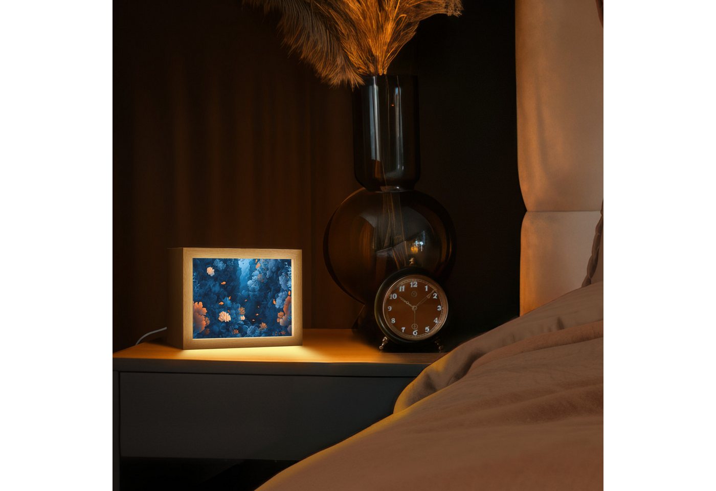 OnlyWow Tischleuchte Lightbox Korallenriff - Fische - Ozean - Blau, Dimmbar, Farbwechsel, LED, Warmweiß, Kaltweiß, Neutralweiß Einstellbar, Tischlampe, Schreibtischlampe, Desk, Dimmbar, mit Kabel, LED Bild 5