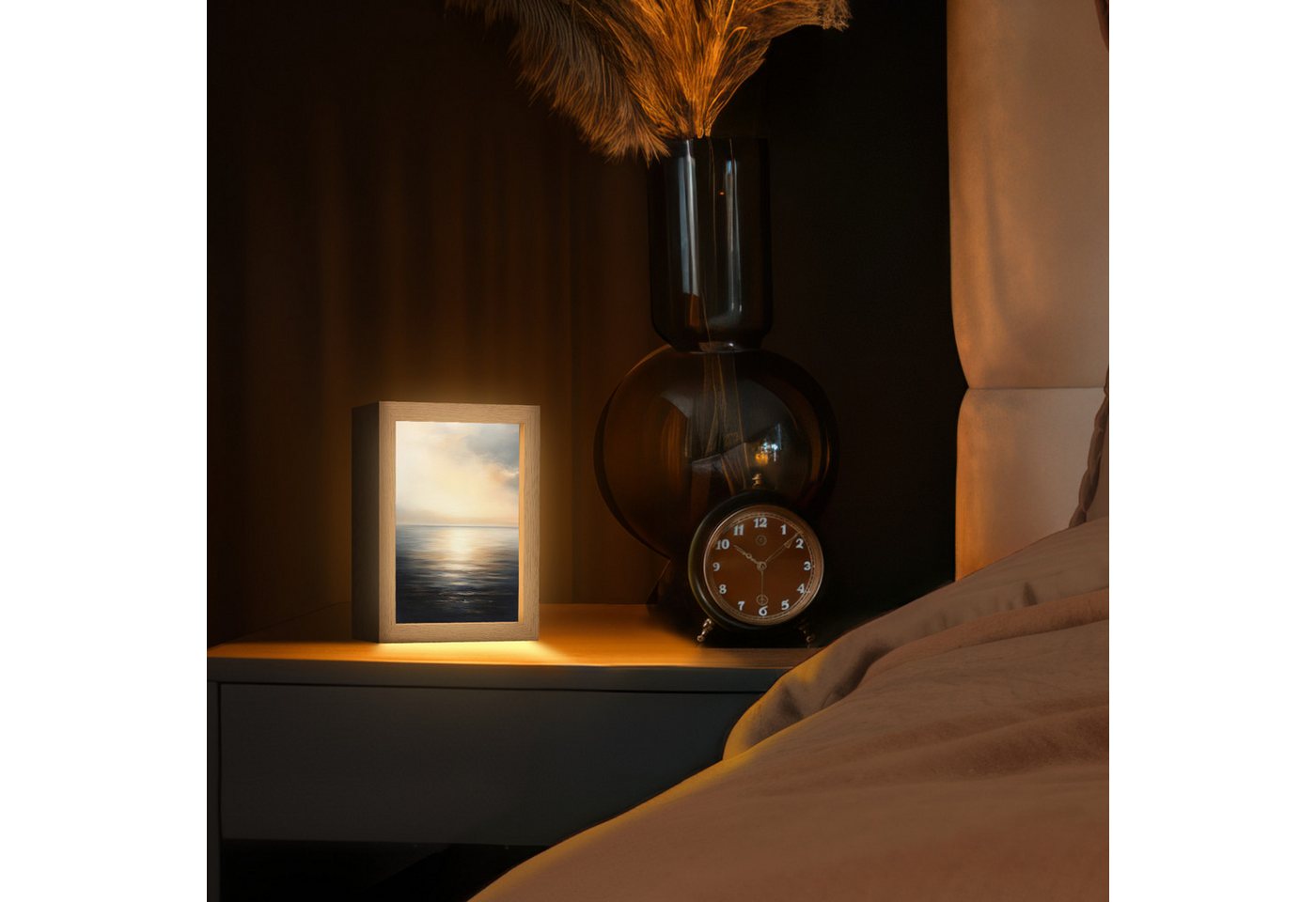 OnlyWow Tischleuchte Lightbox Sonne - Horizont - Meer, Dimmbar, Farbwechsel, LED, Warmweiß, Kaltweiß, Neutralweiß Einstellbar, Tischlampe, Schreibtischlampe, Desk, Dimmbar, mit Kabel, LED Bild 5