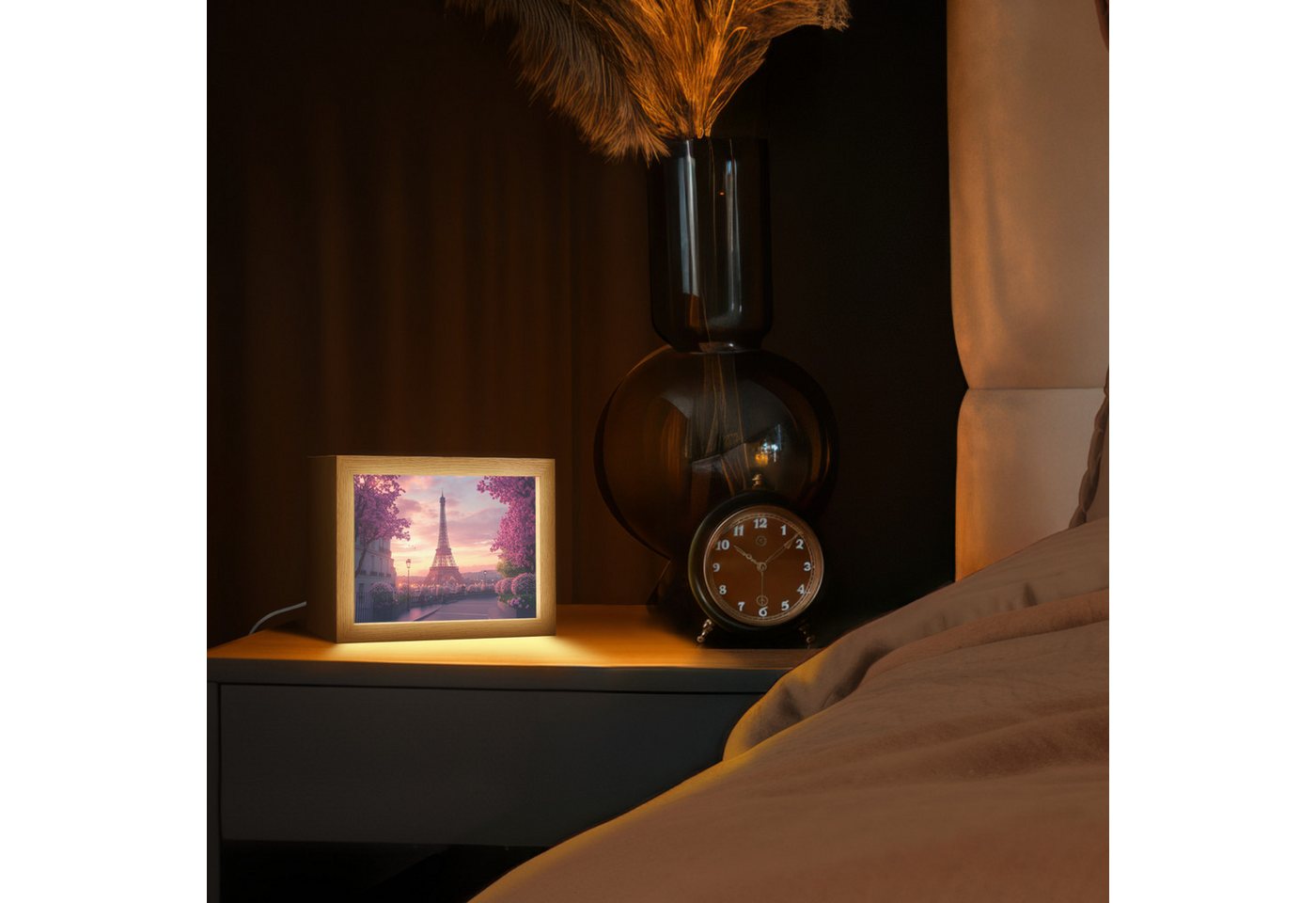 OnlyWow Tischleuchte Lightbox Eiffelturm - Paris - Rosa, Dimmbar, Farbwechsel, LED, Warmweiß, Kaltweiß, Neutralweiß Einstellbar, Tischlampe, Schreibtischlampe, Desk, Dimmbar, mit Kabel, LED Bild 2