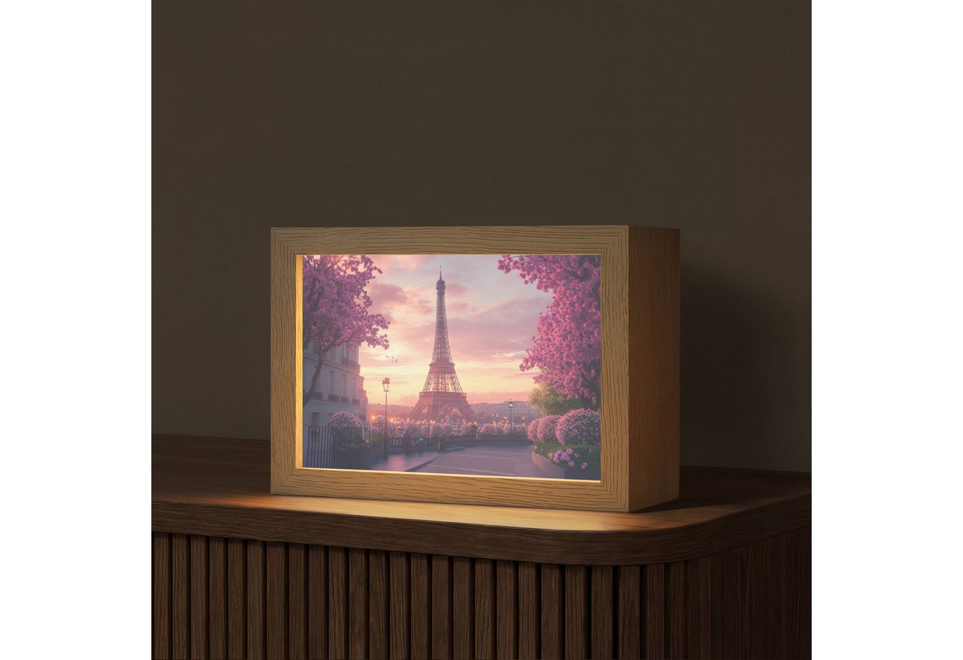 OnlyWow Tischleuchte Lightbox Eiffelturm - Paris - Rosa, Dimmbar, Farbwechsel, LED, Warmweiß, Kaltweiß, Neutralweiß Einstellbar, Tischlampe, Schreibtischlampe, Desk, Dimmbar, mit Kabel, LED Bild 3
