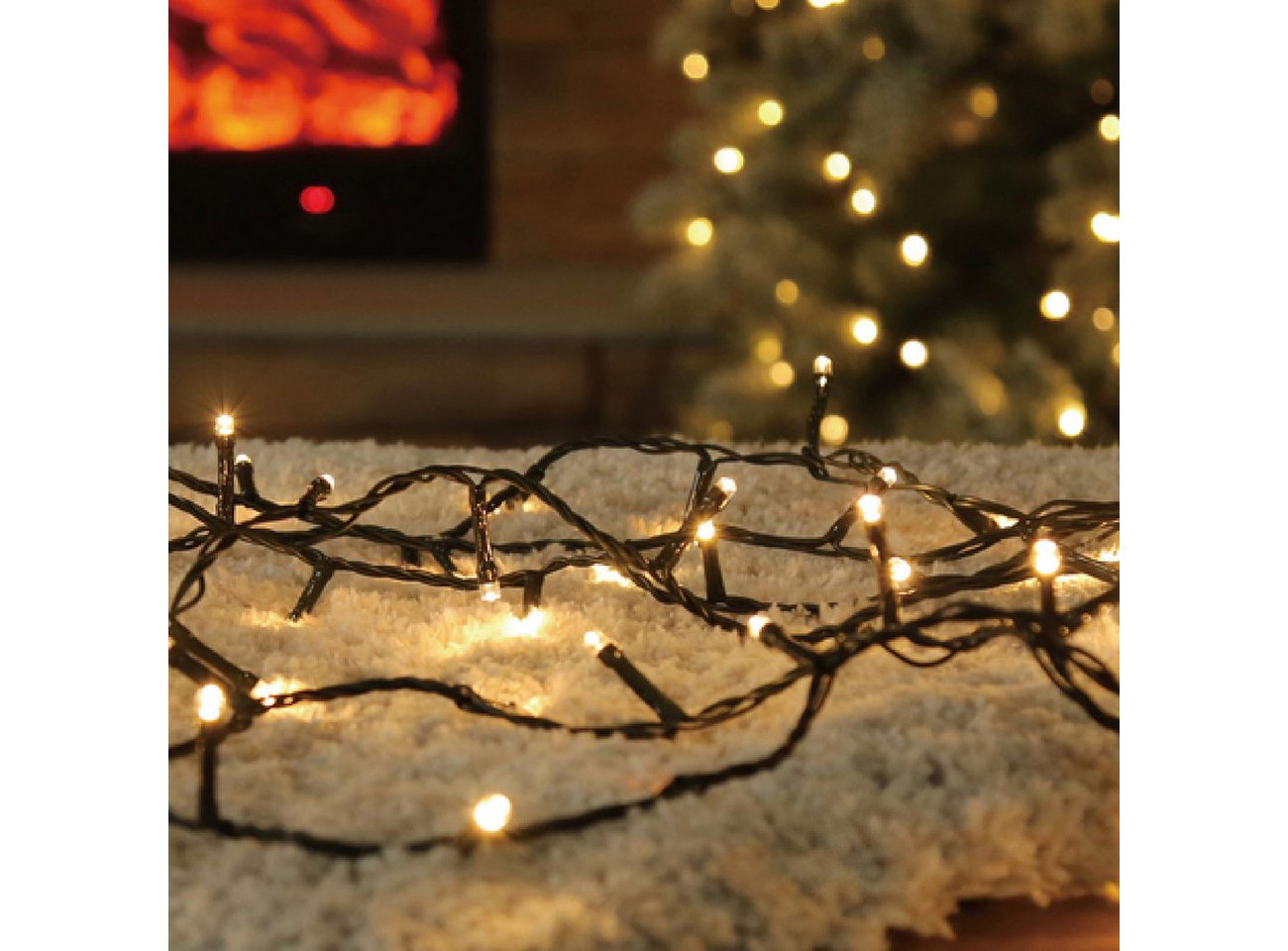 shop'n smile ideoon LED-Lichterkette XL Lichterkette 320 LEDs warmweiß, 24m für Innen & Außen IP44, 320 LED-Lichterkette 24m Länge + 2m Zuleitung, IP44 innen & außen Bild 2