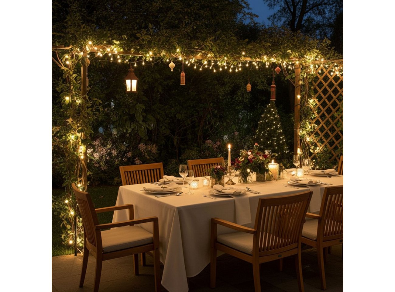 shop'n smile ideoon LED-Lichterkette XL Lichterkette 320 LEDs warmweiß, 24m für Innen & Außen IP44, 320 LED-Lichterkette 24m Länge + 2m Zuleitung, IP44 innen & außen Bild 4