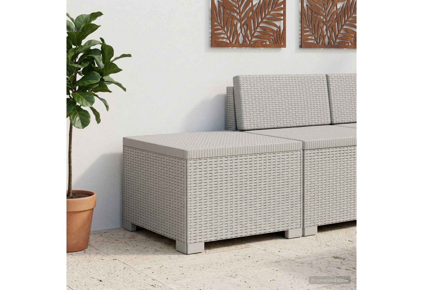 vidaXL Sofaelement 1-Sitzer Garten-Sofa Rattan-Look PP Weiß Bild 2