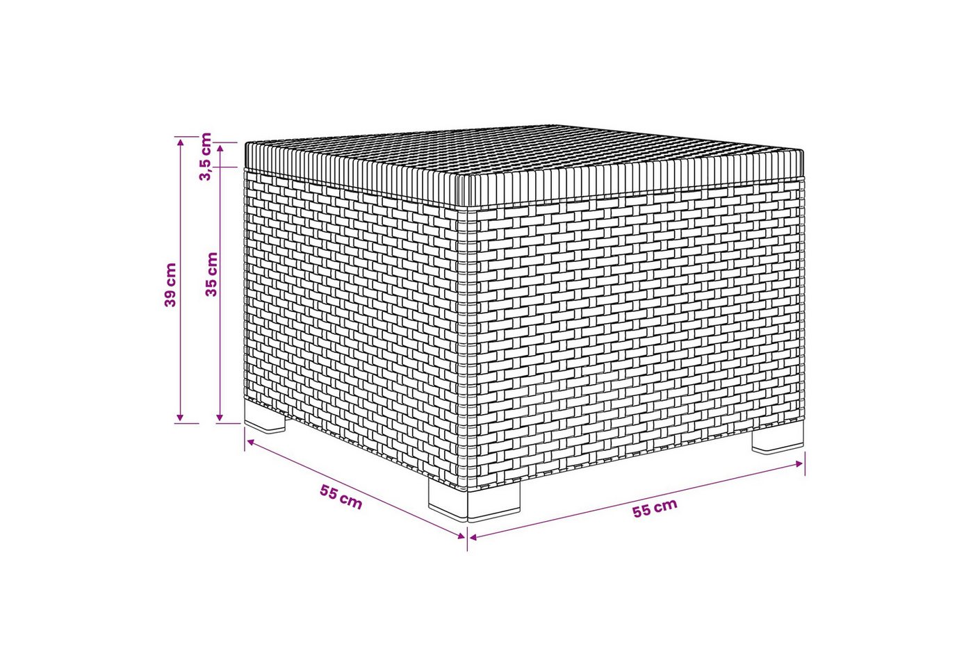 vidaXL Sofaelement 1-Sitzer Garten-Sofa Rattan-Look PP Weiß Bild 5
