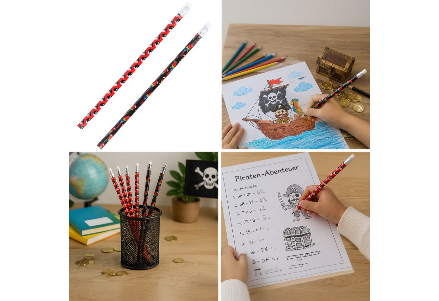 com-four Bleistift 2B mit Radiergummi, (60-tlg), Schreibstifte für Büro, Schule und Zeichnen Bild 3