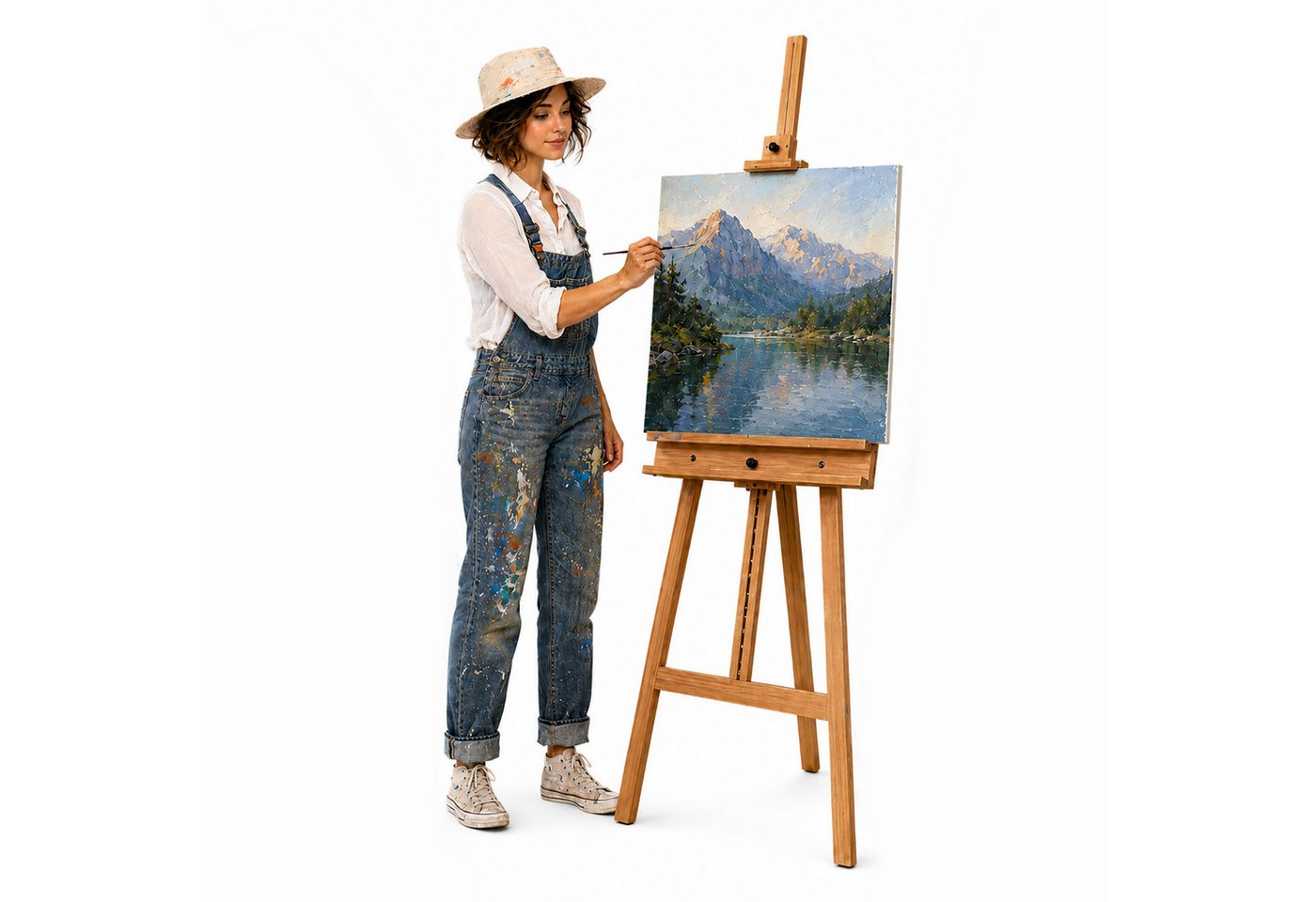 M MERCEO Leinwand 50x50cm, zum Bemalen, Baumwolle, Keilrahmen, 280g/m, 2-fach weiß vorgrundiert Bild 4