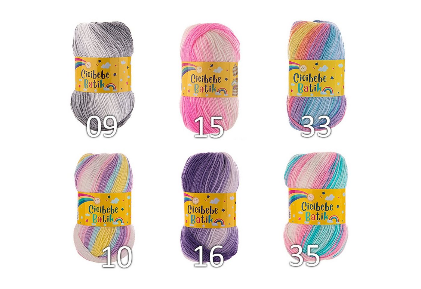 Papatya 5 x 100g Farbverlaufsgarn Cicibebe Häkelwolle, 1800 m (Paket, 5-St), 62 Funfetti Bild 3