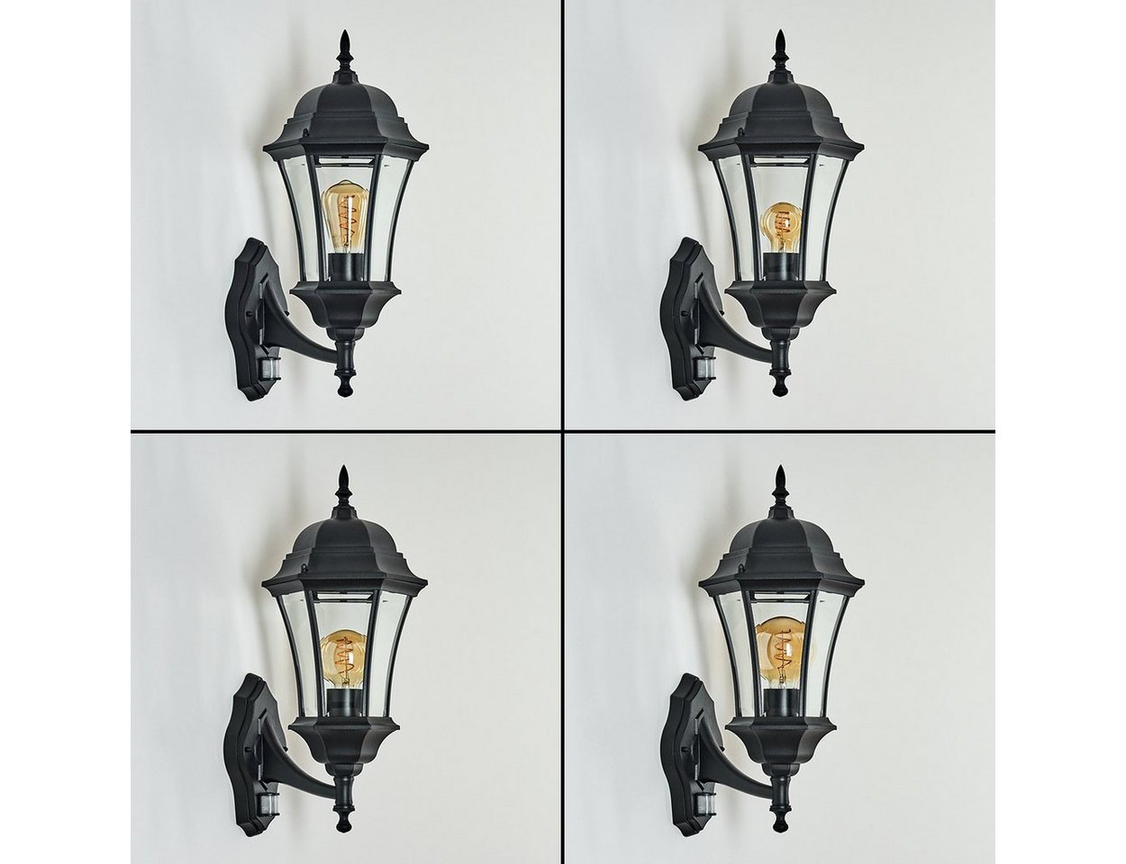 hofstein Außen-Wandleuchte vintage Wandlampe mit Bewegungsmelder aus Metall/Glas in Schwarz/Klar, ohne Leuchtmittel, Wandleuchte 1 xE27, Hof, Landhaus Außenleuchte,IP44, ohne Leuchtmittel Bild 5