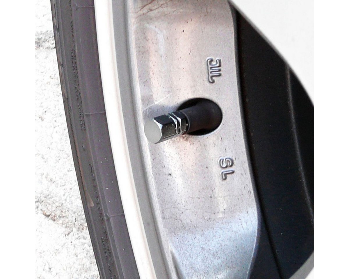 All Ride Ventilkappe 5 metallic Sechskant Ventilkappen in Gun Metal Grey mit Zierstreifen, (5-St), Standard Gewinde Bild 3