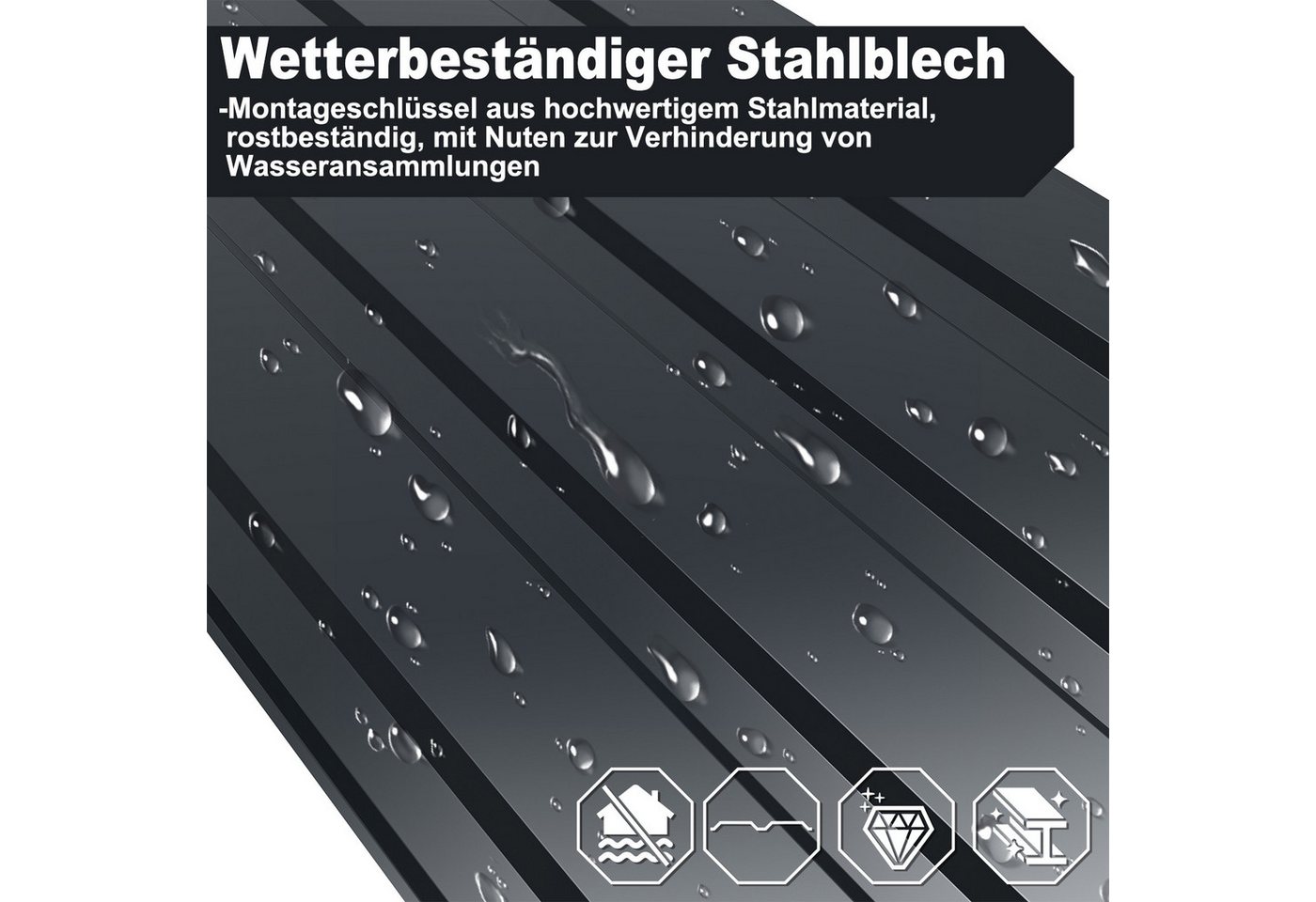 Clanmacy Trapezblech Trapezblech 12er Set Profilblech Trapezblech mit Handschuhe 6m², 115x45x0.3 mm (Set 12-St) UV-Schutz, Wasserfest, Wetterfest, Rostresistent, Korrosionsbeständig Bild 2