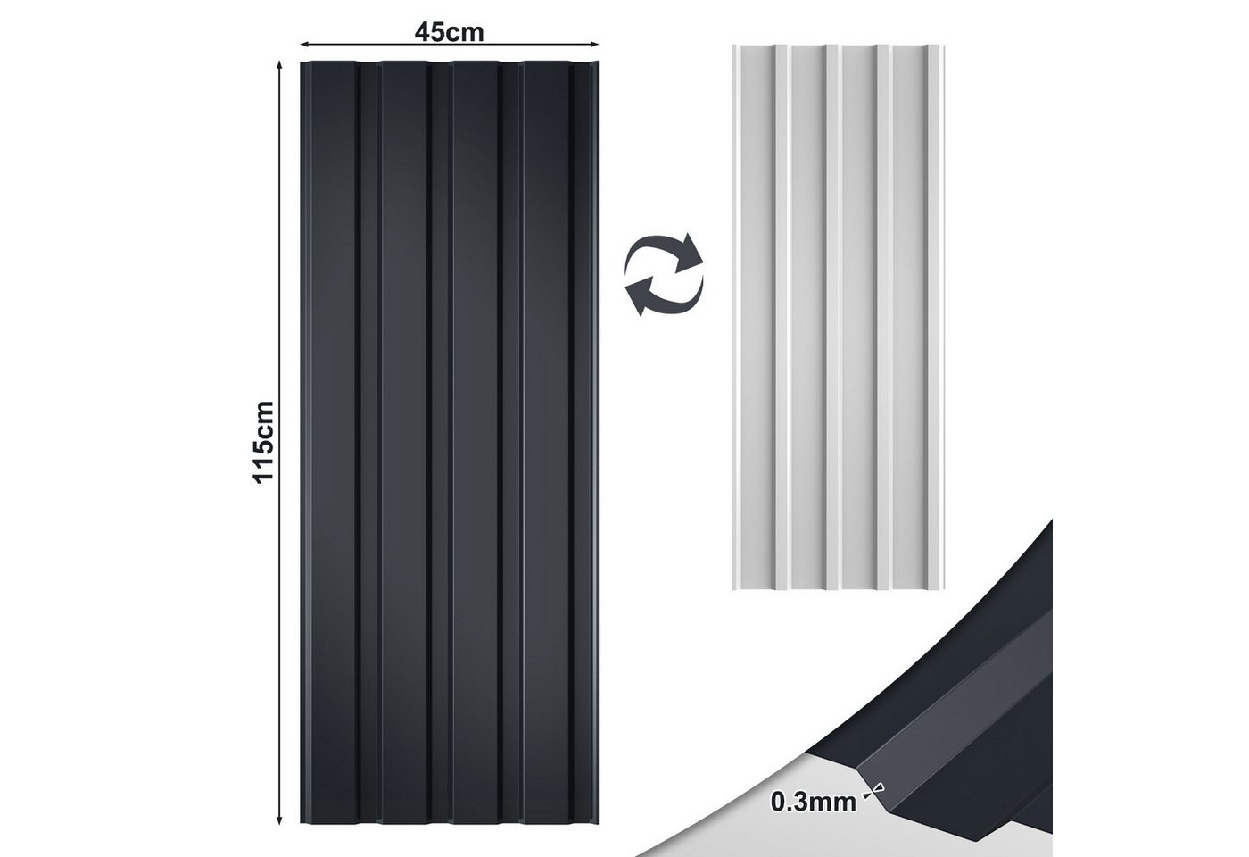 Clanmacy Trapezblech Trapezblech 12er Set Profilblech Trapezblech mit Handschuhe 6m², 115x45x0.3 mm (Set 12-St) UV-Schutz, Wasserfest, Wetterfest, Rostresistent, Korrosionsbeständig Bild 4