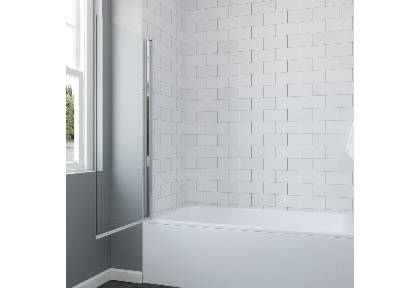 AQUALAVOS Badewannenaufsatz Duschabtrennung für Badewanne mit Pendeltür Glas Duschwand 78x144 cm, 6 mm Einscheiben-Sicherheitsglas (ESG) Beidseitig öffnend, 10 mm Wandausgleich Aluminiumprofil Chromoptik links/rechts montierbar Bild 3