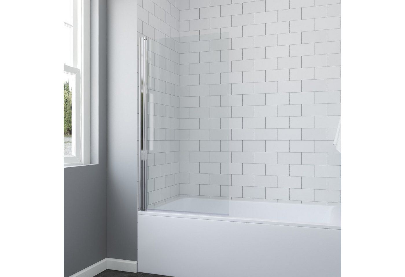 AQUALAVOS Badewannenaufsatz Duschabtrennung für Badewanne mit Pendeltür Glas Duschwand 78x144 cm, 6 mm Einscheiben-Sicherheitsglas (ESG) Beidseitig öffnend, 10 mm Wandausgleich Aluminiumprofil Chromoptik links/rechts montierbar Bild 5