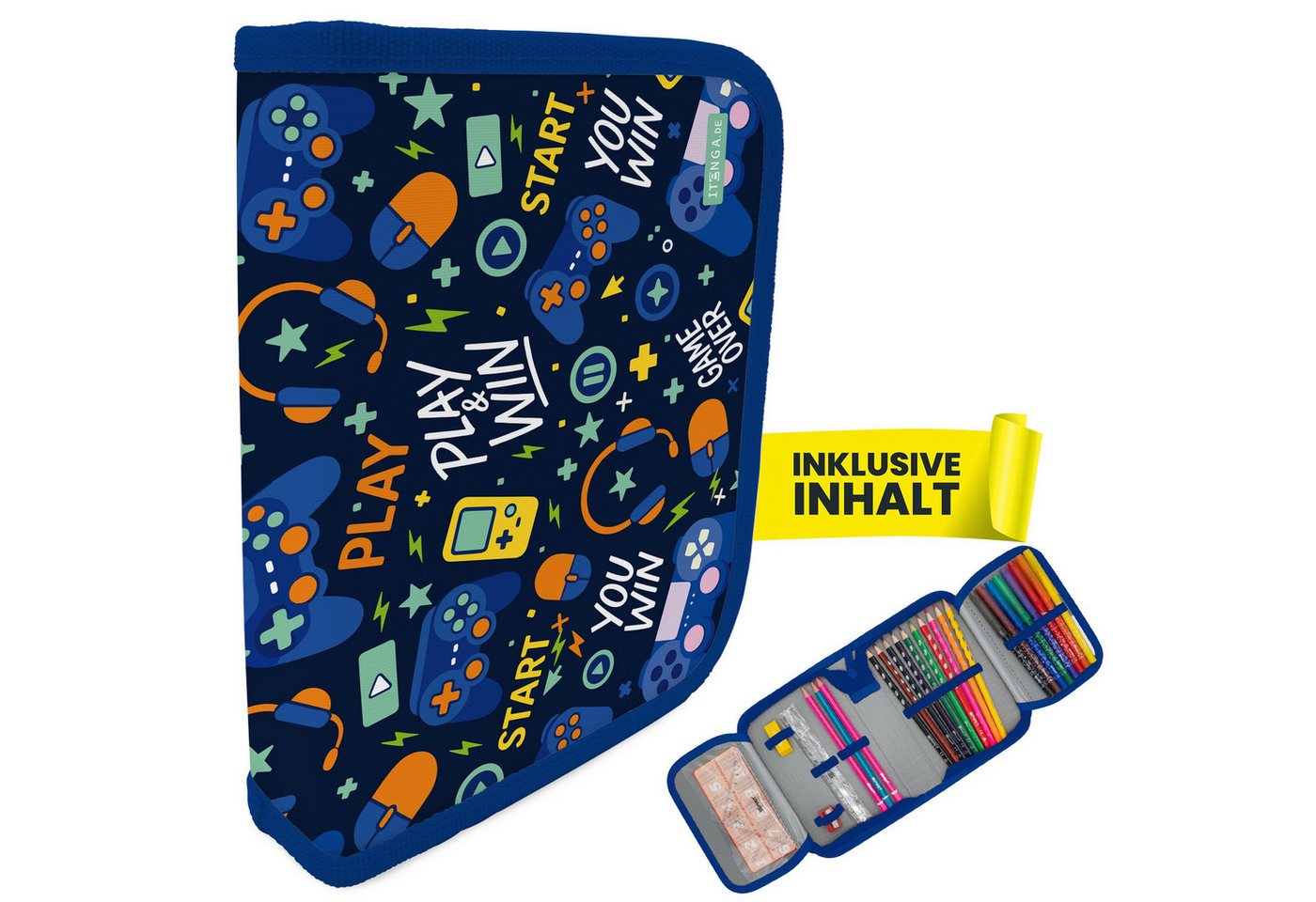 itenga Federmäppchen itenga Schüler-Etui Mäppchen Gaming 28 teilig (gefüllt) 1-Zipper Bild 2
