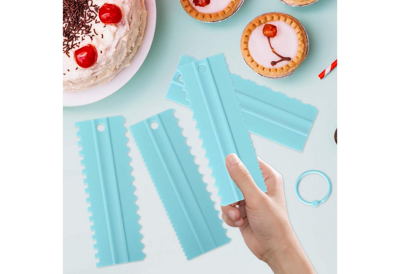 FOUORTUNATE-BEE Teigschaber 4er-Set Kunststoff-Schaber für Backen & Kuchendeko, Vielseitige Torten- und Cremeschaber für DIY-Bäckerei Bild 4