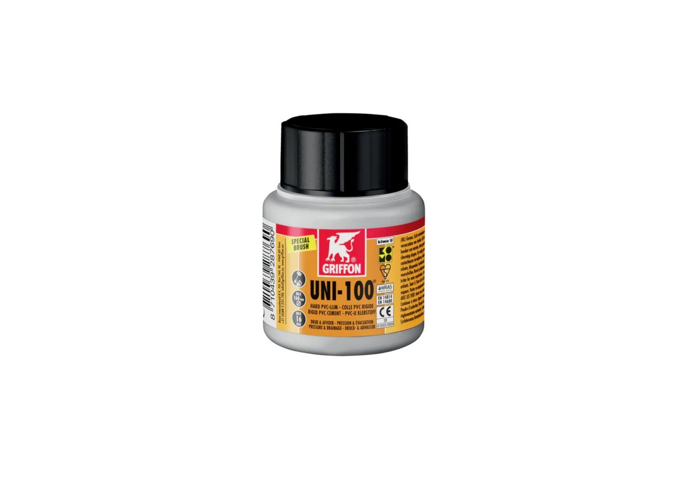 HAF PVC-Kleber Griffon PVC Kleber Uni-100 in 125ml Tube Spezialkleber PVC-U Rohr, (Zur Montage von Rohren aus PVC-U), Geeignet für Klebeverbindungen aus PVC