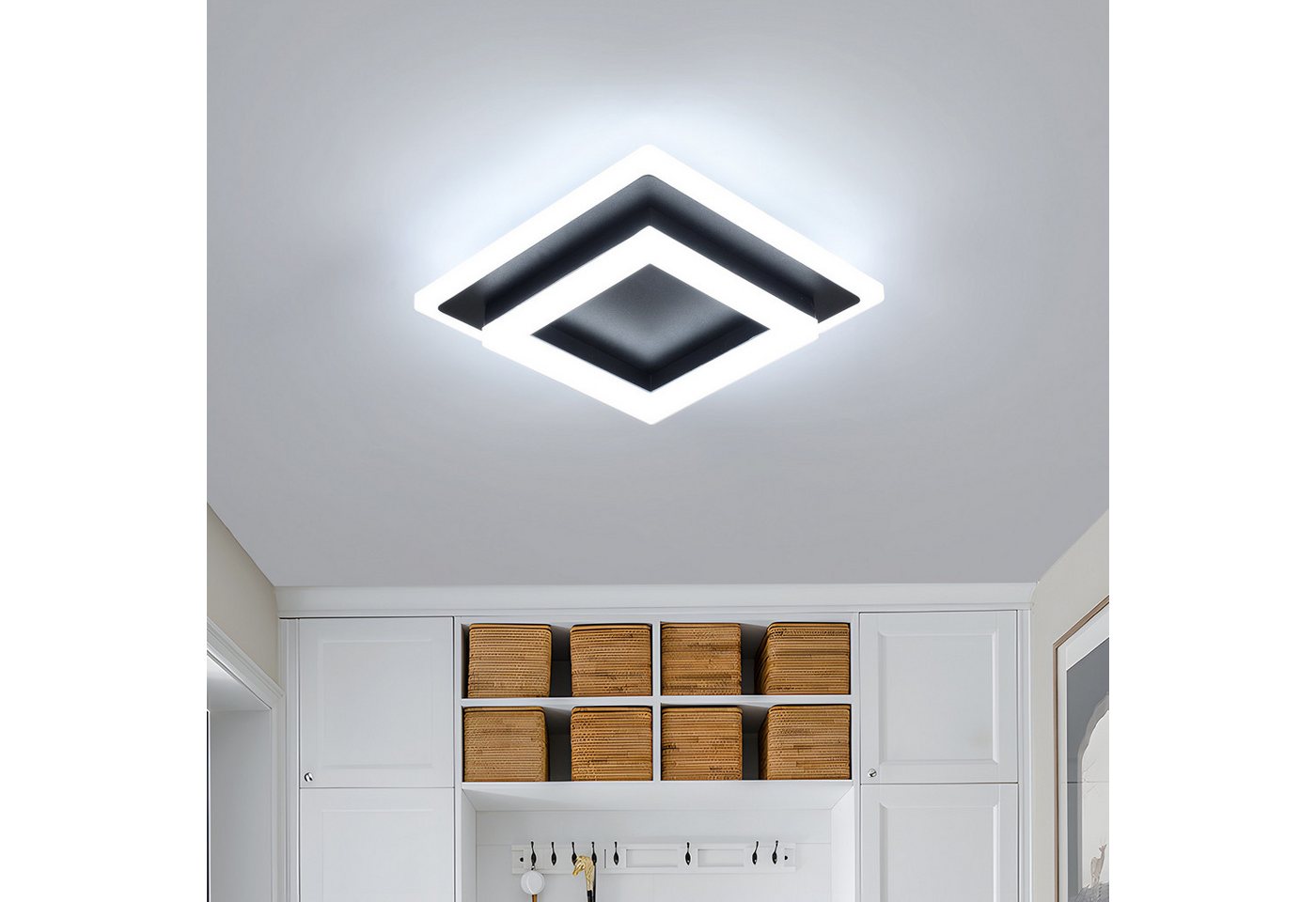 Riserva Deckenleuchten LED Deckenleuchte 24W, schwarz, 20cm, 6500K, Acryl, quadratisch