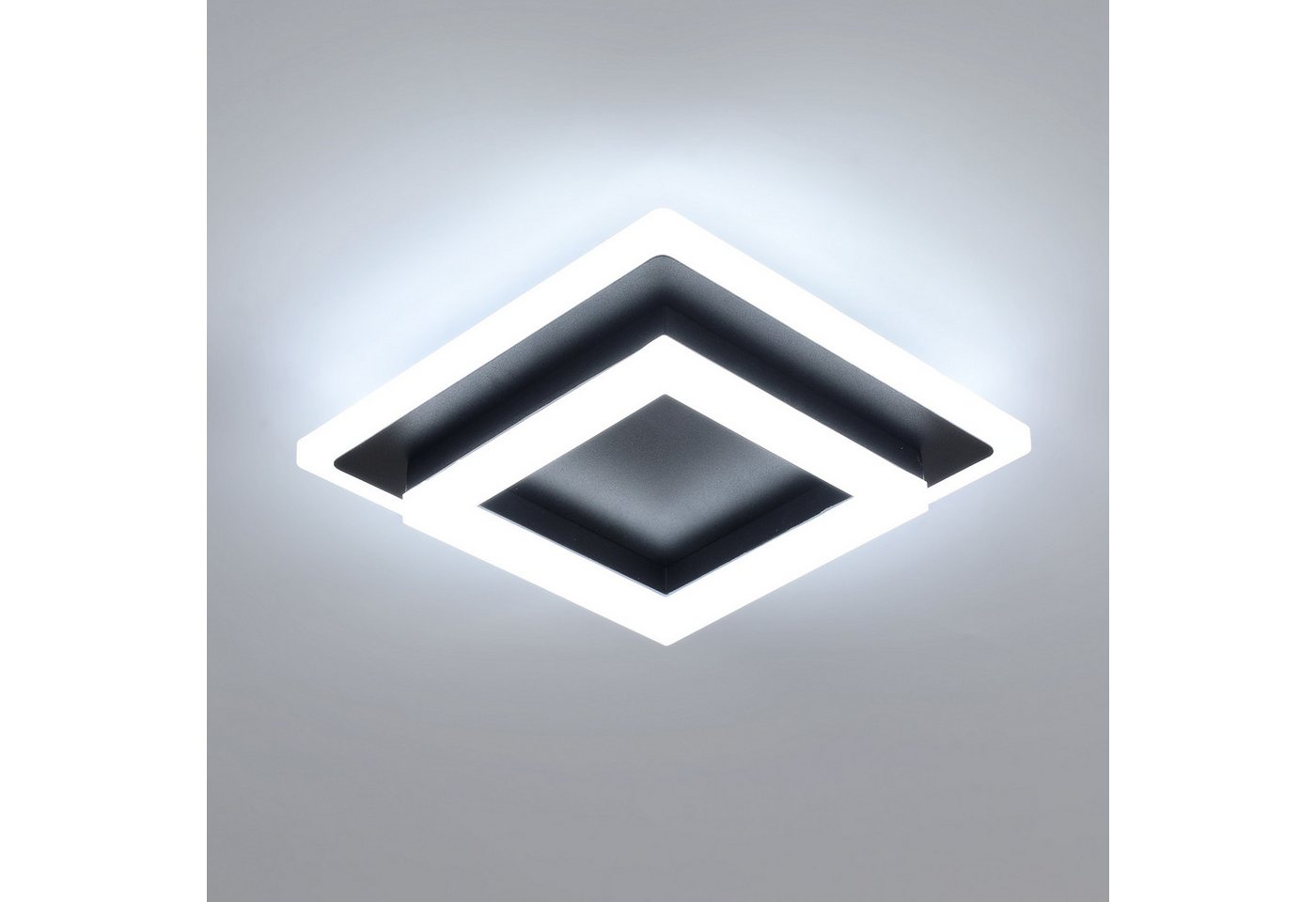 Riserva Deckenleuchten LED Deckenleuchte 24W, schwarz, 20cm, 6500K, Acryl, quadratisch Bild 4