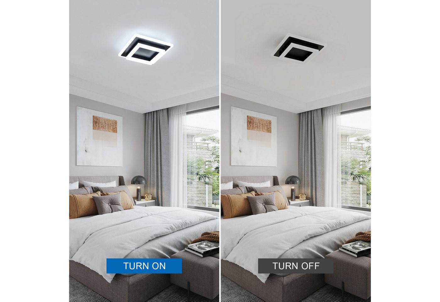 Riserva Deckenleuchten LED Deckenleuchte 24W, schwarz, 20cm, 6500K, Acryl, quadratisch Bild 5