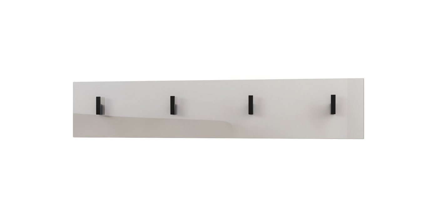Vladon Garderobenpaneel Linea (Wandgarderobe, mit 4 Kleiderhaken), Sandgrau Hochglanz (72 x 14,5 x 3,5 cm) Bild 3