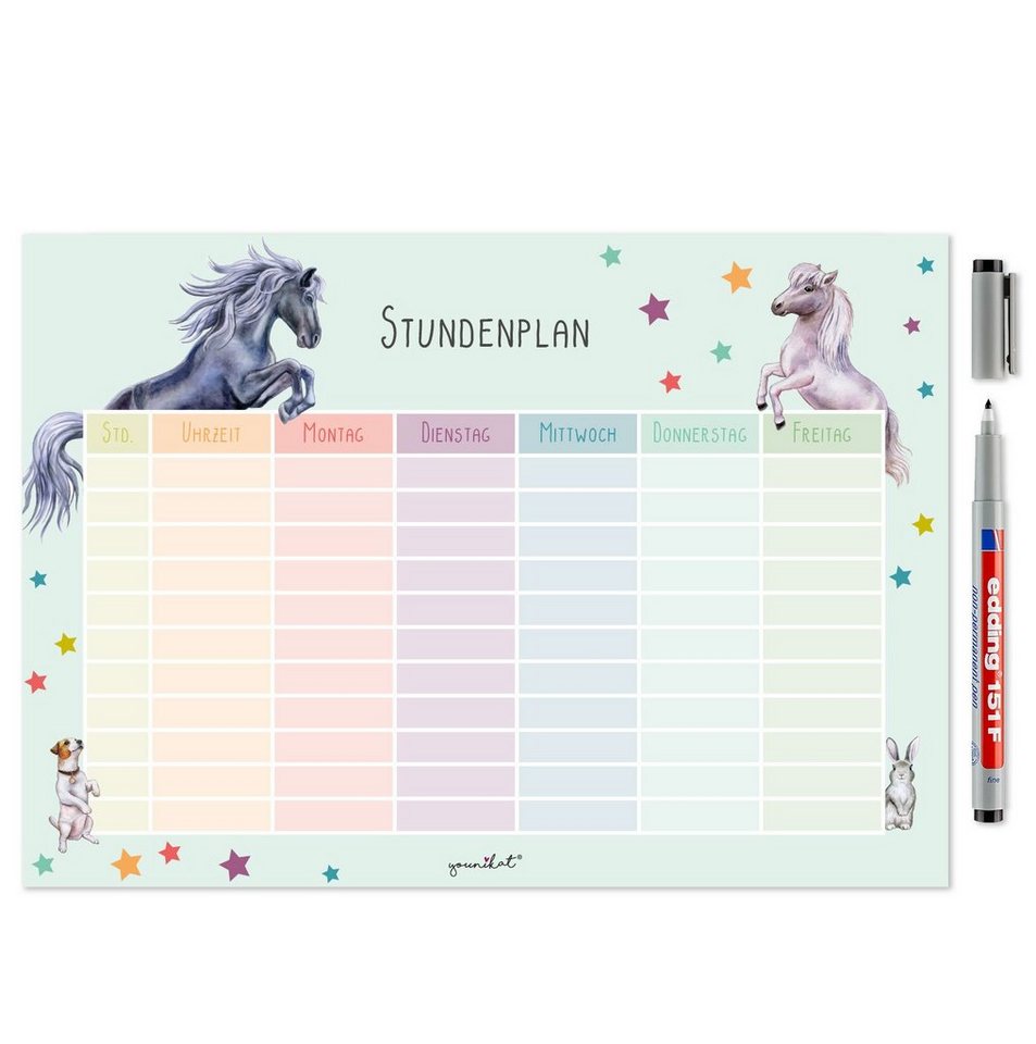 younikat Schülerkalender Stundenpläne in pastell Motiven, Selbstklebend