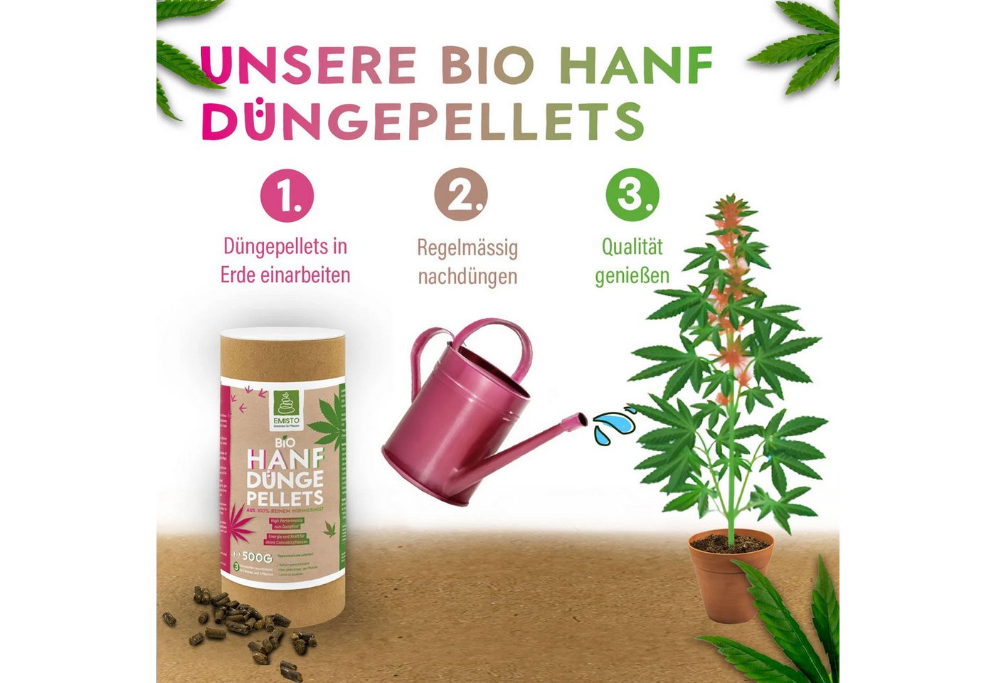 EMISTO Spezialdünger EMISTO BIO Cannabis Dünger • Organische Hanf Dünger Pellets • 500 Gr.