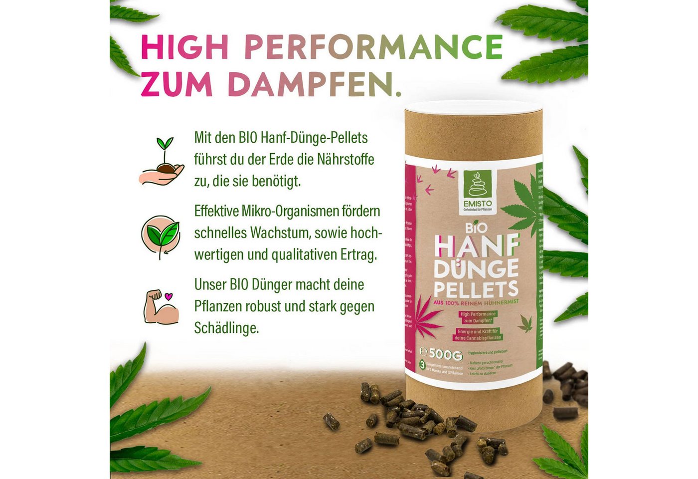 EMISTO Spezialdünger EMISTO BIO Cannabis Dünger • Organische Hanf Dünger Pellets • 500 Gr. Bild 2