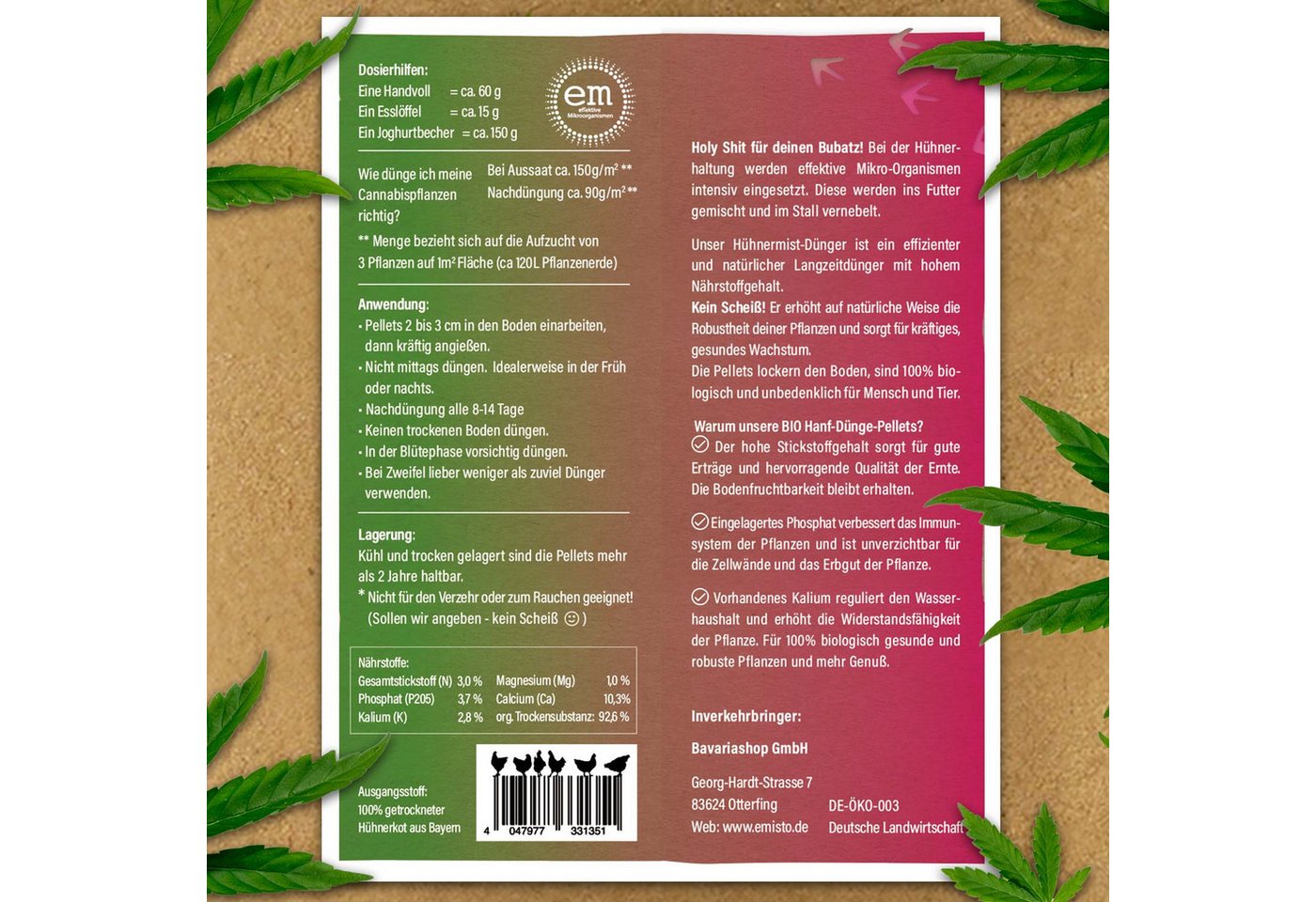 EMISTO Spezialdünger EMISTO BIO Cannabis Dünger • Organische Hanf Dünger Pellets • 500 Gr. Bild 4