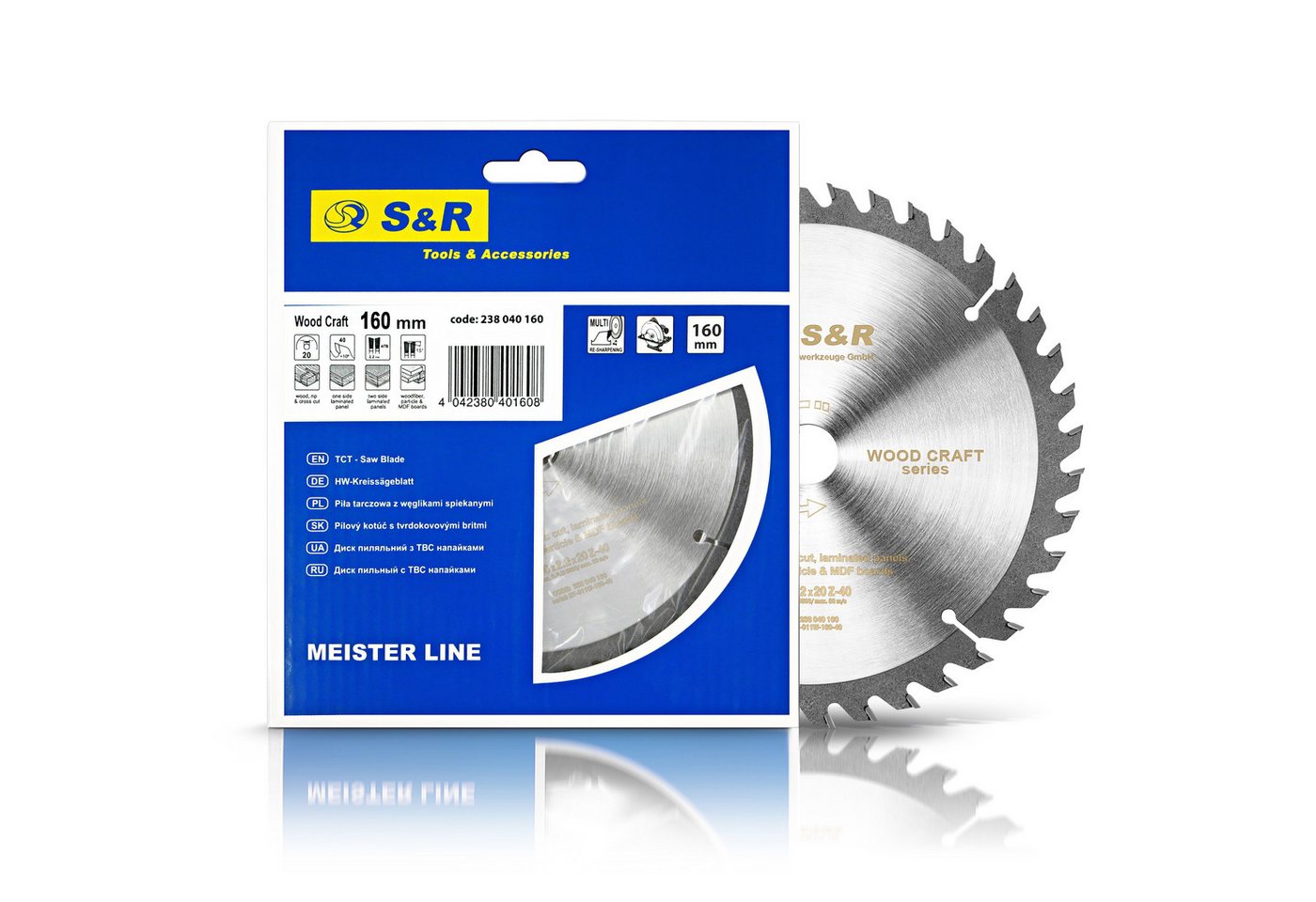 S&R Kreissägeblatt 160mm x 20mm x 2,2mm 40T, Reduzierring 16mm (Einzelsägeblatt, + Reduzierring 16 mm), "Wood Craft" Sägeblatt Holz in Profiqualität