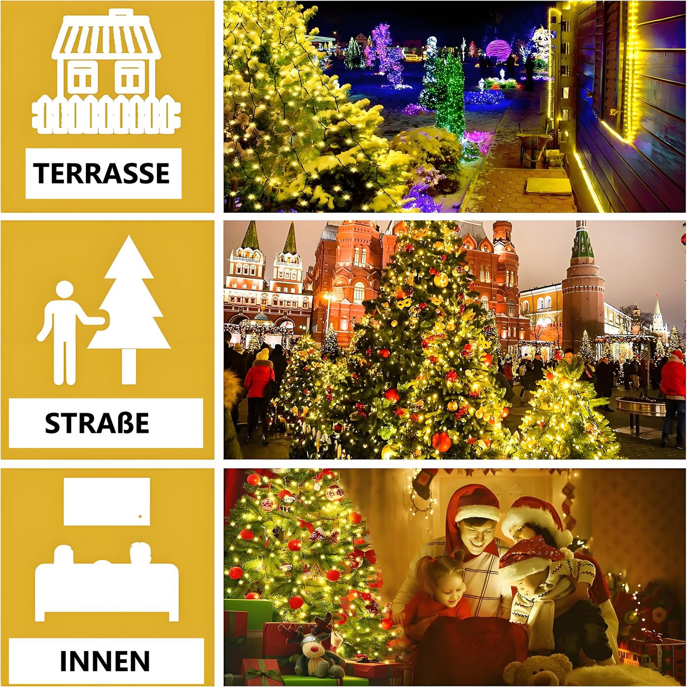 Montegoni LED-Lichterkette 2m 280 LEDs Christbaumbeleuchtung mit Ring, 8 Stränge, 8 Modi, weihnachtsbaumbeleuchtung IP65 Wetterfest, Memory und Timer Funktion Bild 2