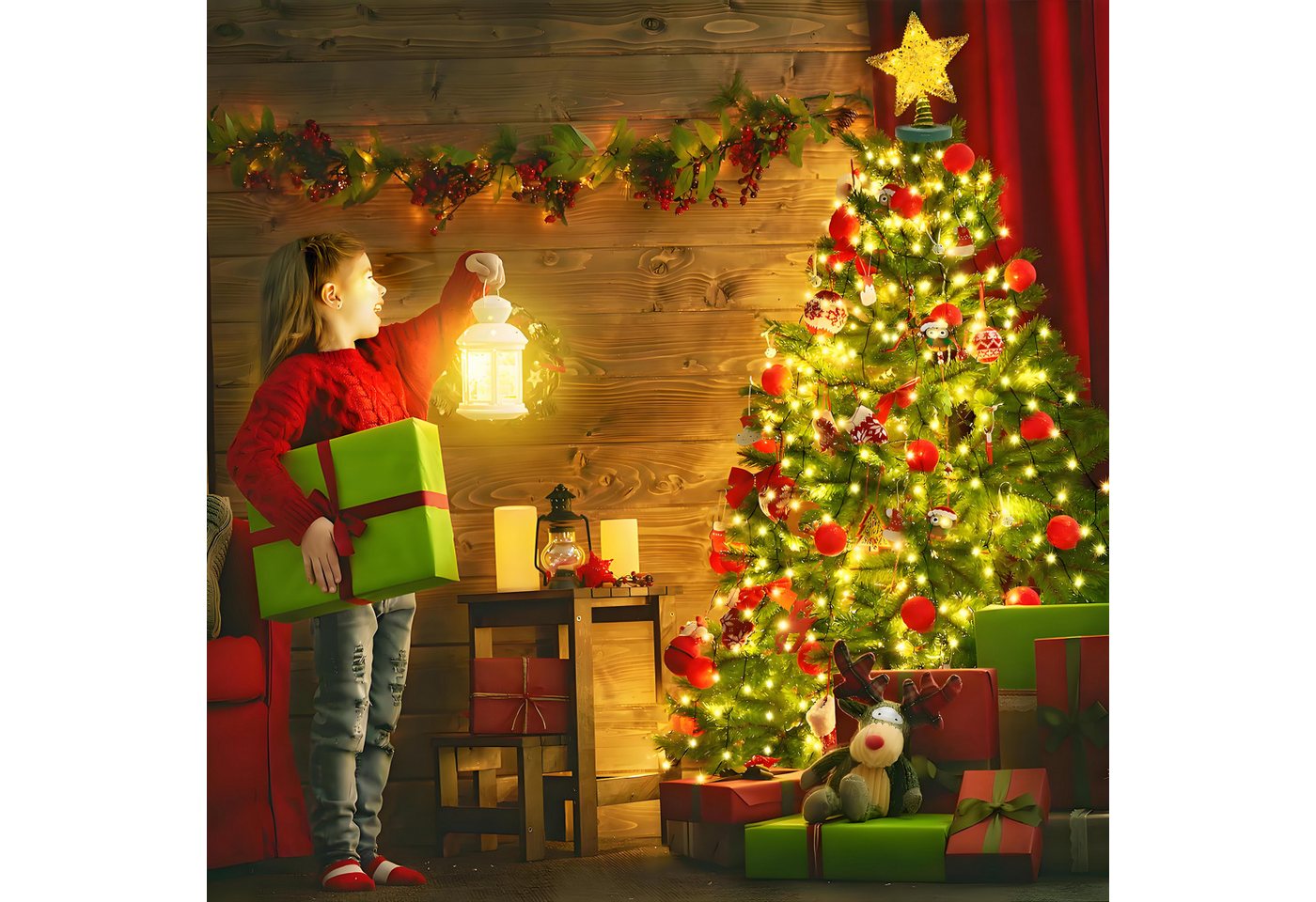 Montegoni LED-Lichterkette 2m 280 LEDs Christbaumbeleuchtung mit Ring, 8 Stränge, 8 Modi, weihnachtsbaumbeleuchtung IP65 Wetterfest, Memory und Timer Funktion Bild 3