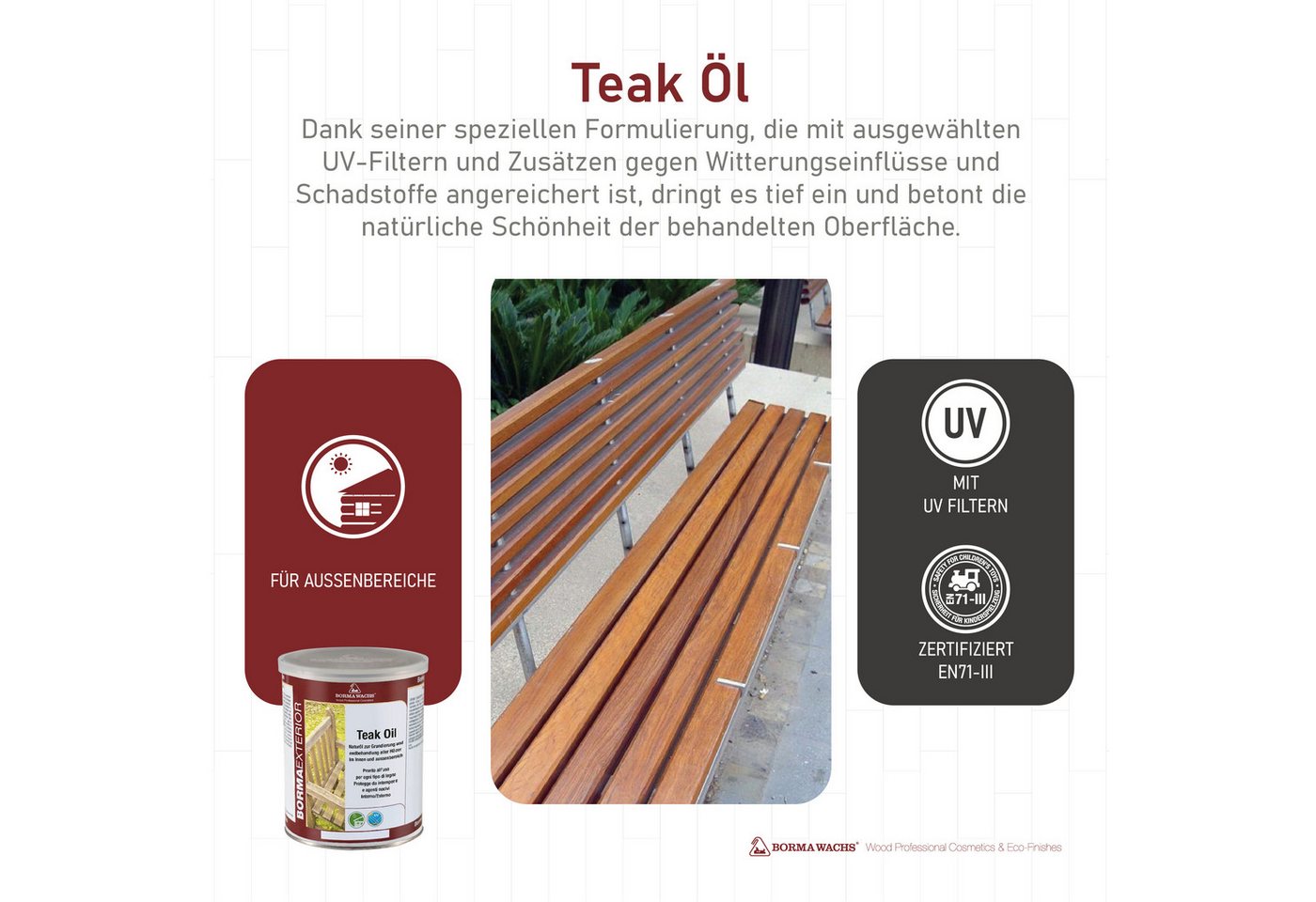 BORMA Holzöl Teaköl 500ml, Pflegeleicht – einfache Anwendung und spätere Auffrischung Bild 4