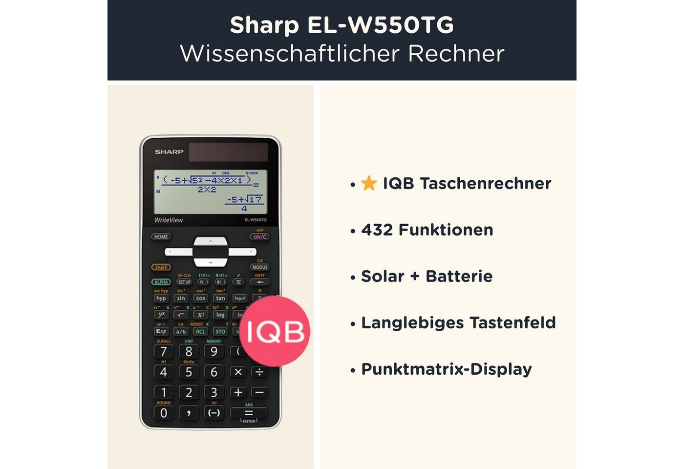 Sharp Taschenrechner Sharp EL-W550TG inkl. WYNGS Schutztasche Türkis Bild 5