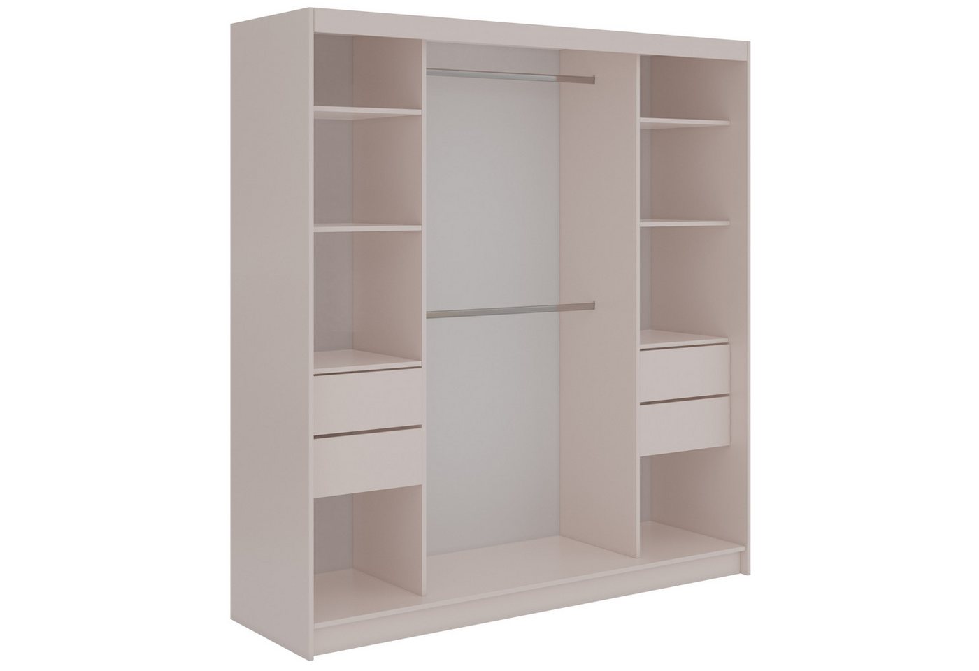 MKS MÖBEL Schiebetürenschrank DUBROWNIK 200 (Kleiderschrank mit Spiegel, Schiebetüren Schrank) Spiegelschrank 200 cm, Kleiderschrank mit Stauruam, 216 cm hoch Bild 2