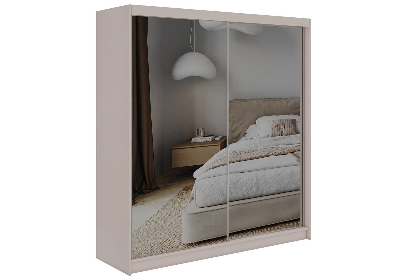 MKS MÖBEL Schiebetürenschrank DUBROWNIK 200 (Kleiderschrank mit Spiegel, Schiebetüren Schrank) Spiegelschrank 200 cm, Kleiderschrank mit Stauruam, 216 cm hoch Bild 5