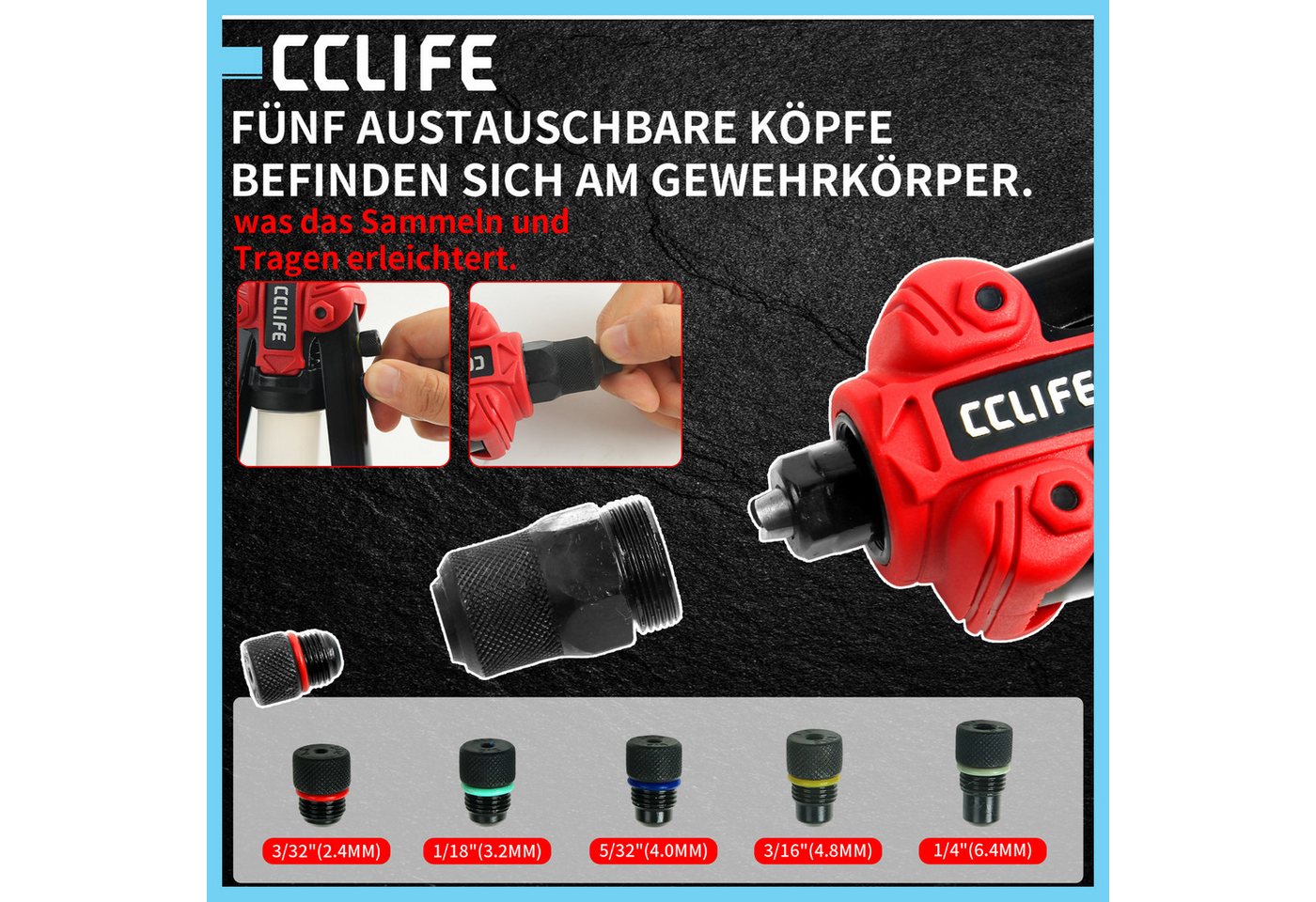 CCLIFE Blindnietzange CCLIFE Nietzange Set Blindnietzange Nietmutternzange Werkzeug