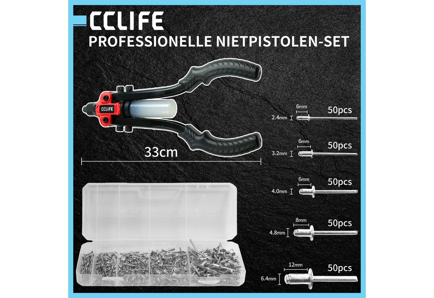 CCLIFE Blindnietzange CCLIFE Nietzange Set Blindnietzange Nietmutternzange Werkzeug Bild 4