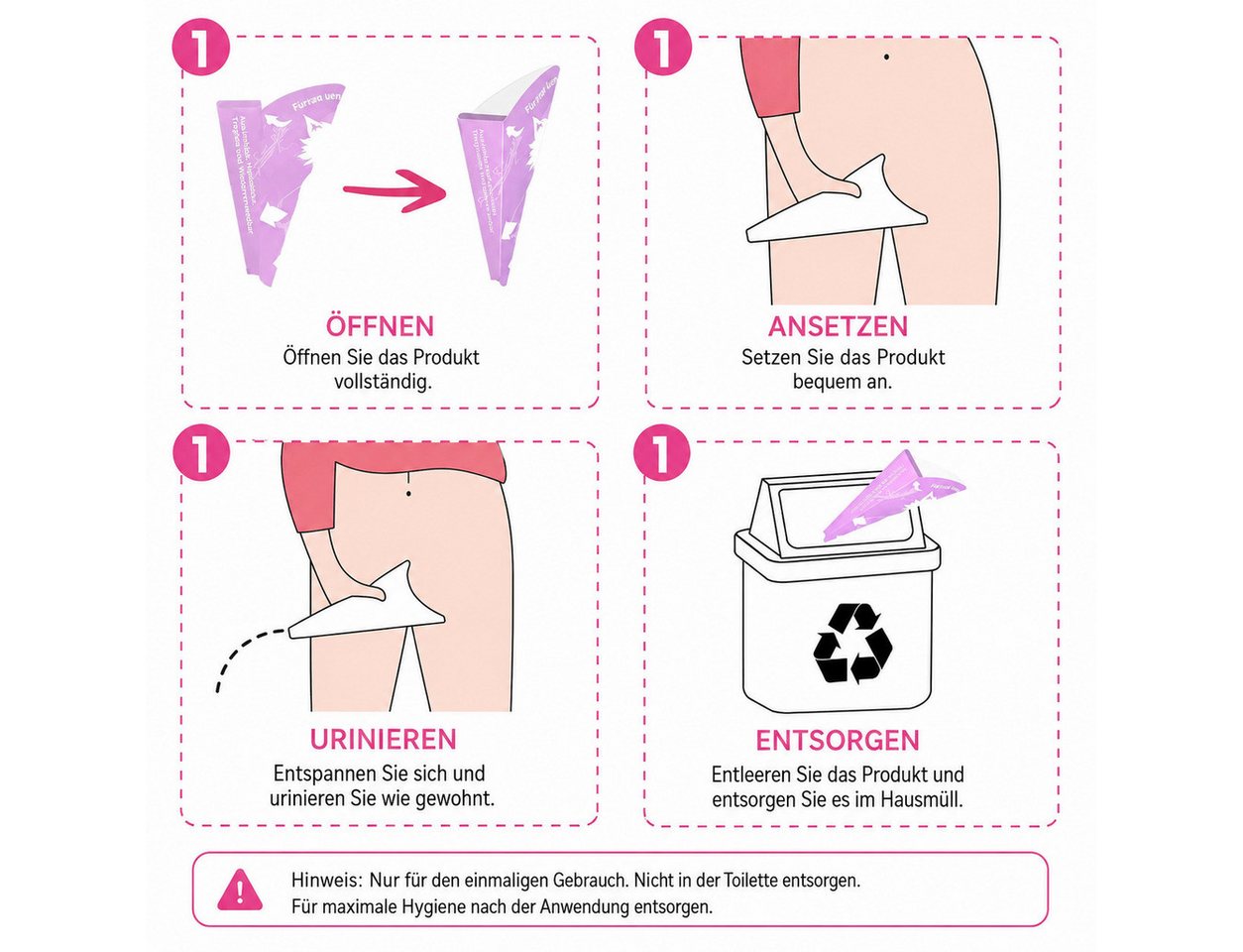 COOL-i ® Urinal 40 Einweg Urinierhilfen für Frauen, Stehurinierhilfe, hygienisch, auslaufsicher, einzeln verpackt, Reise & Outdoor Bild 3