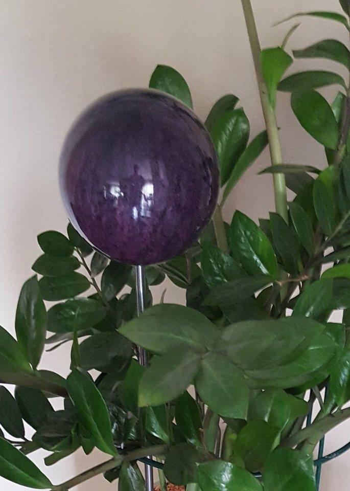 Jürgen Bocker - Gartenambiente Gartenstecker Rosenkugel Edelstahl violett lila Stab 80 cm Gartenstecker Beetstecker