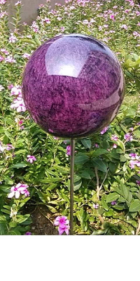 Jürgen Bocker - Gartenambiente Gartenstecker Rosenkugel Edelstahl violett lila Stab 80 cm Gartenstecker Beetstecker Bild 2