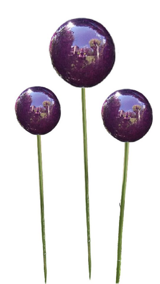 Jürgen Bocker - Gartenambiente Gartenstecker Rosenkugel Edelstahl violett lila Stab 80 cm Gartenstecker Beetstecker Bild 3